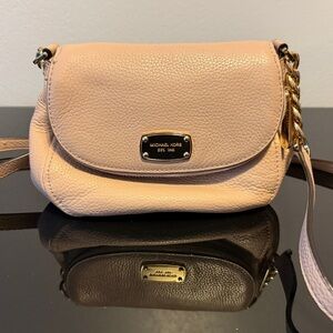 Michael Kors Pink Pebbled Leather Crossbody with Gold Hardware